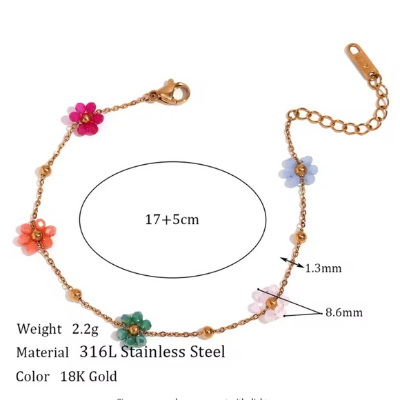 ◾️18K Gold Plated Dainty Floral Bracelet - Picture 4 of 12